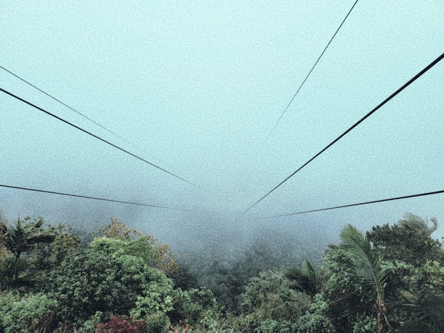 Cables heading into the fog