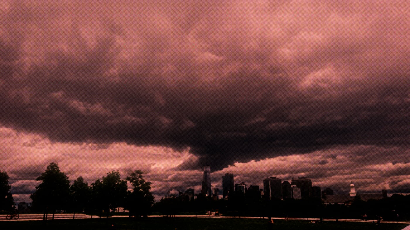 Stylised image of a gathering storm over Manhattan.