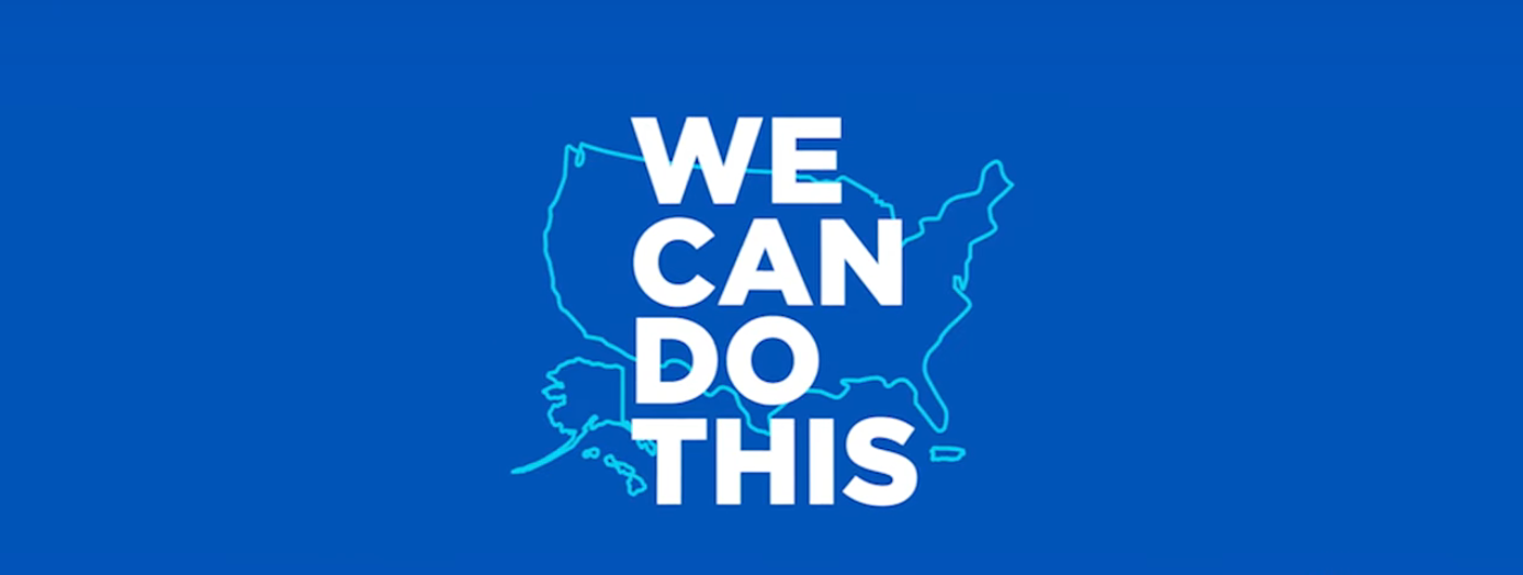 Big white 'WE CAN DO THIS' text from a Biden campaign.