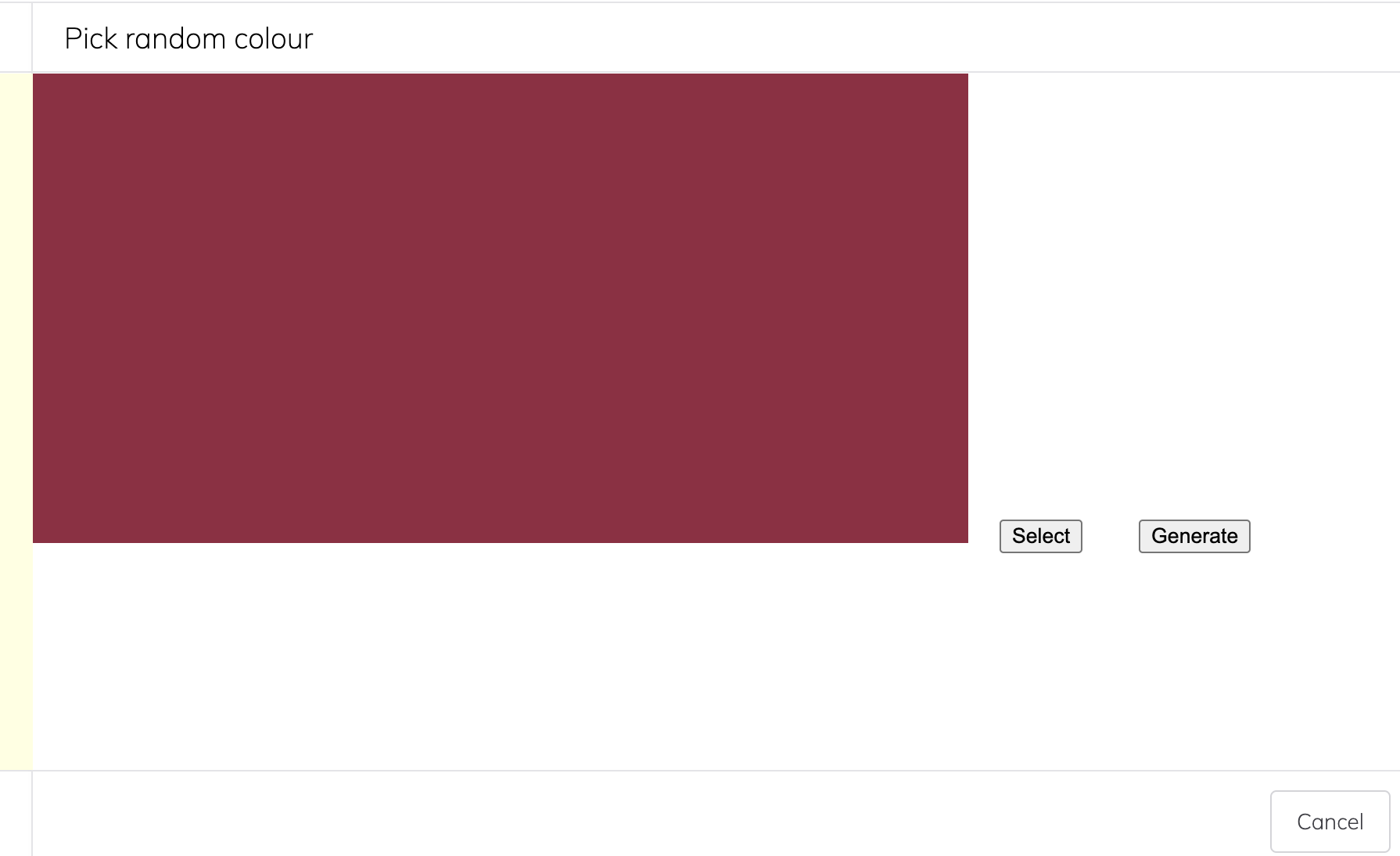 A random shade of burgundy which can be picked or regenerated